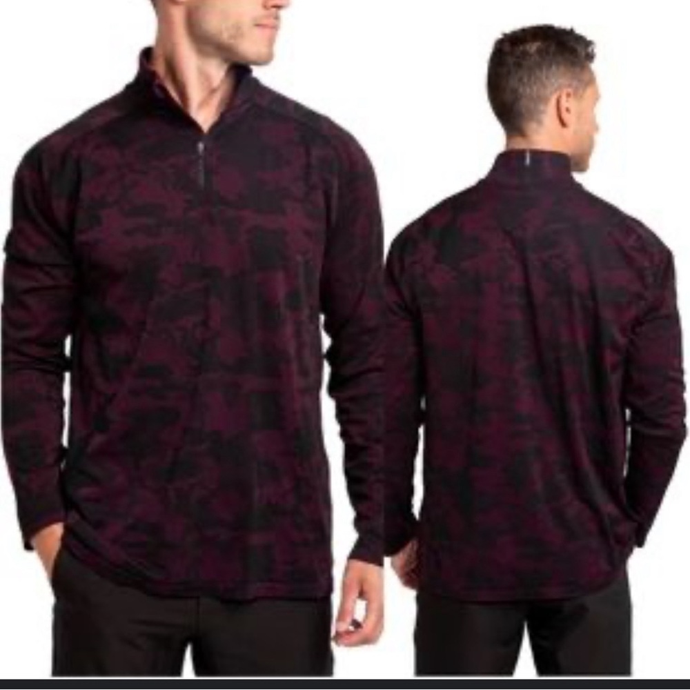 UNRL Camo Knit Quarter Zip Cabernet‎ Camo Mens Size small